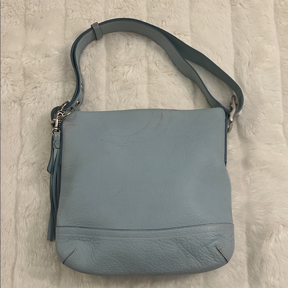 Elegant Blue Leather Shoulder Bag